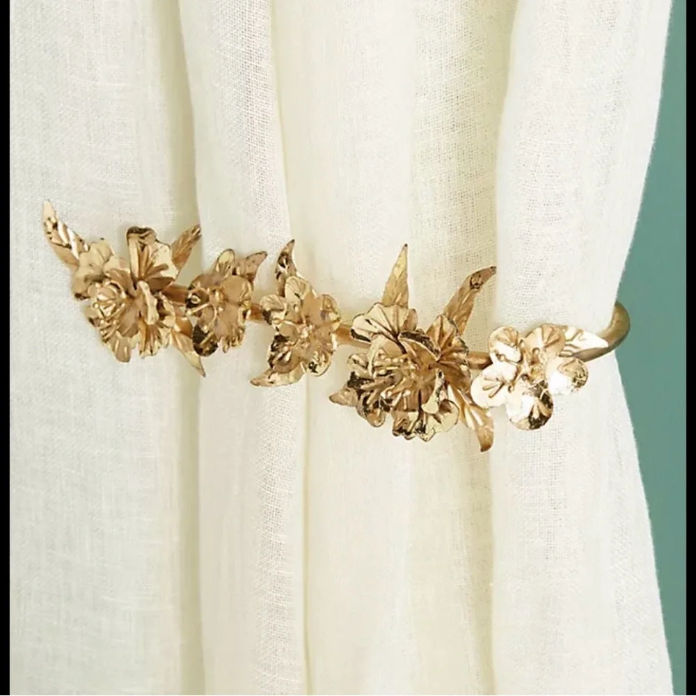 Anthropologie RIGHT Madison Brass Metal Floral Tie Back